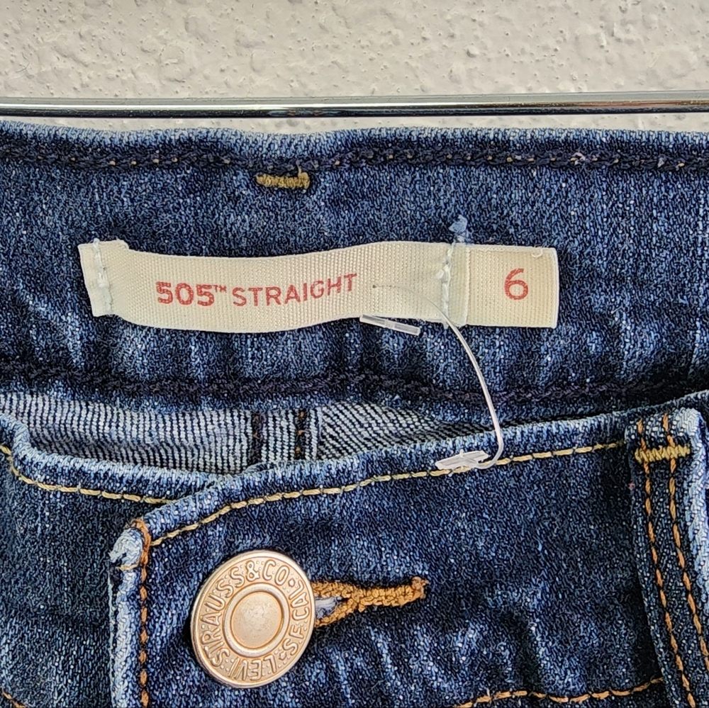 Levis 505 Straight Classic Blue Denim Jeans Size 6 Non Distressed - Picture 5 of 5